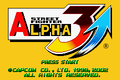 Street Fighter Alpha 3 title screen for GameBoy Advance